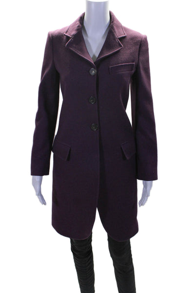 Derek Lam Womens Long Sleeves Button Down Coat Mulberry Purple Wool Size 0