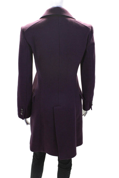 Derek Lam Womens Long Sleeves Button Down Coat Mulberry Purple Wool Size 0