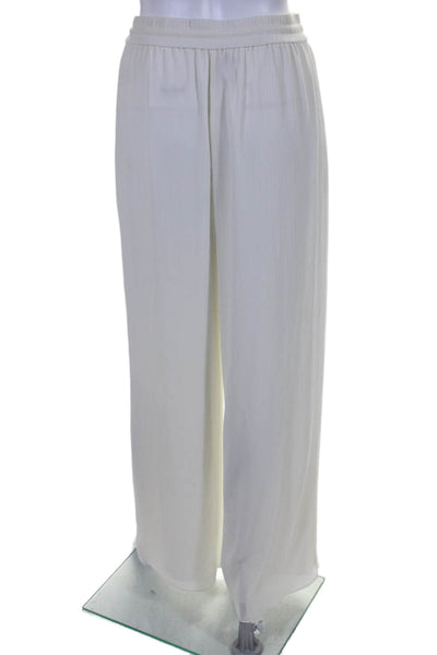 Halston Womens Layered Drawstring Waist High-Rise Wide Leg Pants Cream Size 6