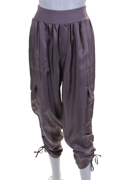 Cinq A Sept Womens Ruched Elastic Wait High-Rise Cargo Pants Purple Size S