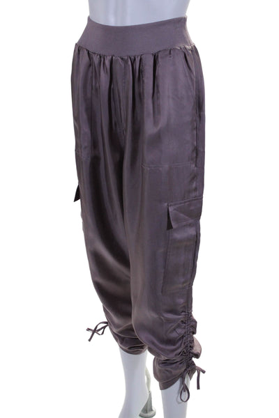 Cinq A Sept Womens Ruched Elastic Wait High-Rise Cargo Pants Purple Size S