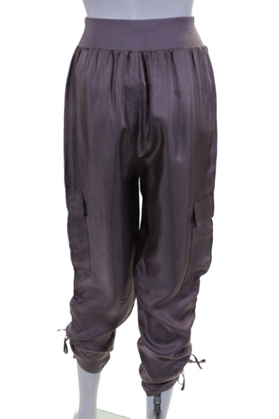 Cinq A Sept Womens Ruched Elastic Wait High-Rise Cargo Pants Purple Size S