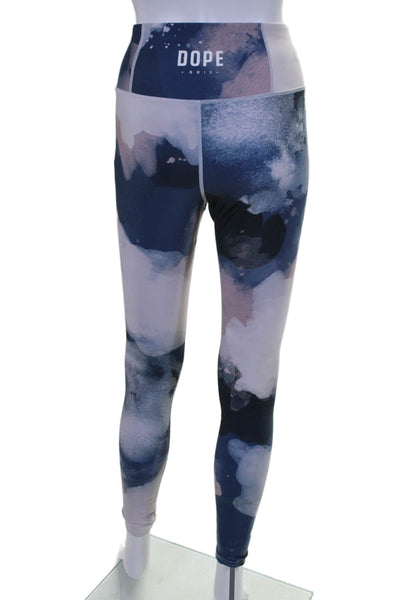 Dope Womens Abstract Active Leggings, Neck Tube + Sweatshirt Set Purple Size M