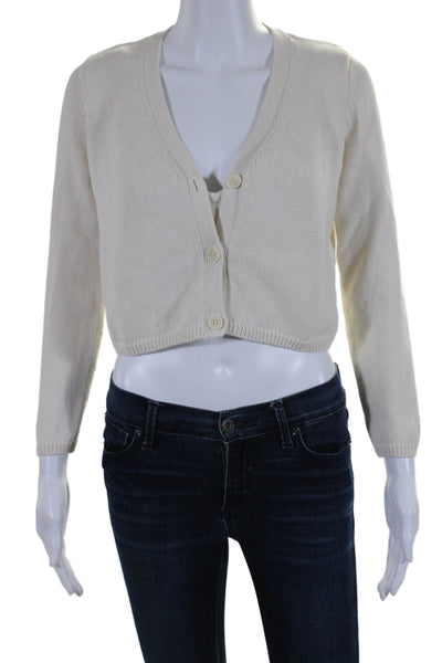 Reformation Women's V-Neck Spaghetti Strap Cropped Top Cardigan Set Cream Size X