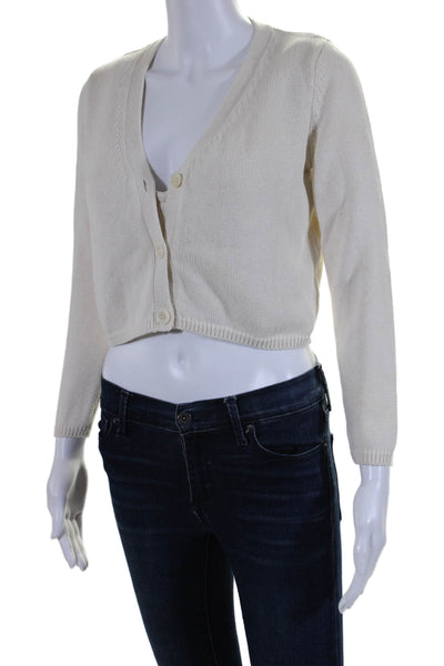 Reformation Women's V-Neck Spaghetti Strap Cropped Top Cardigan Set Cream Size X