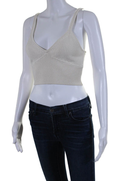 Reformation Women's V-Neck Spaghetti Strap Cropped Top Cardigan Set Cream Size X