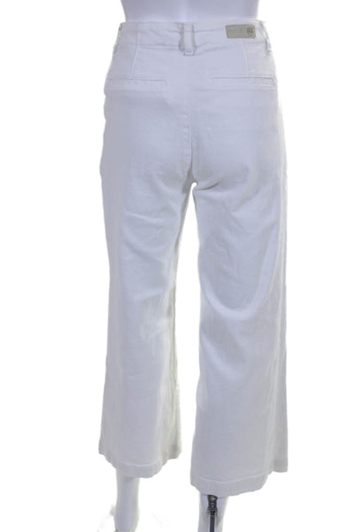 AG Adriano Goldschmied Womens High Rise Nautical Wide Leg Pants White Size 28