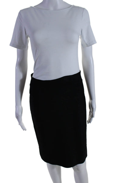 BCBGMAXAZRIA Womens Knee Length Stretch Knit Pencil Skirt Black Size Large