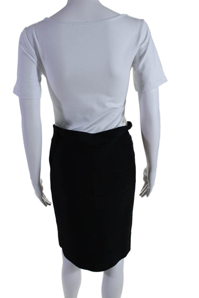 BCBGMAXAZRIA Womens Knee Length Stretch Knit Pencil Skirt Black Size Large