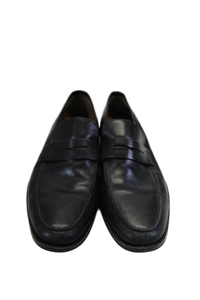 Banana Republic Mens Slip On Round Toe Loafers Black Leather Size 11.5M