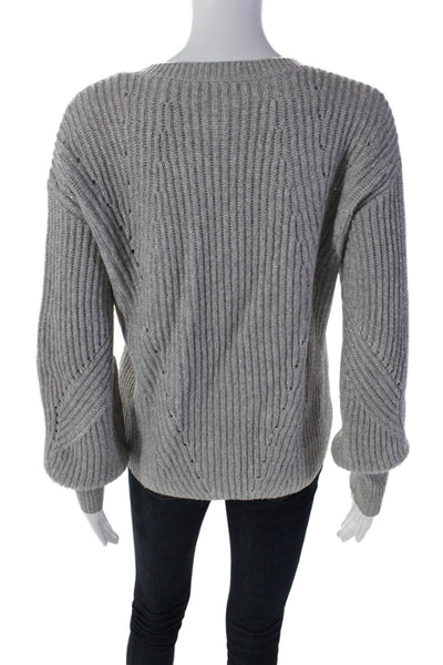 Derek Lam 10 Crosby Womens Merino Wool Metallic V Neck Sweater Top Gray Size XS