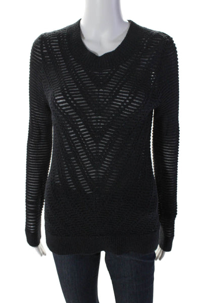 L'Agence Womens Long Sleeve Open Knit Top Black Size XS