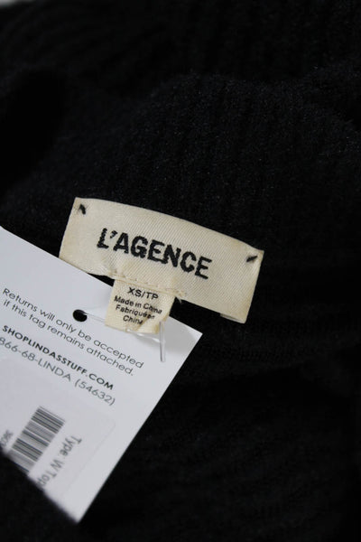 L'Agence Womens Long Sleeve Open Knit Top Black Size XS