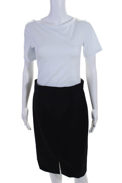 Escada Margaretha Ley Womens Front Slit Pencil Skirt Black Wool Size EUR 40