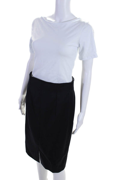 Escada Margaretha Ley Womens Front Slit Pencil Skirt Black Wool Size EUR 40