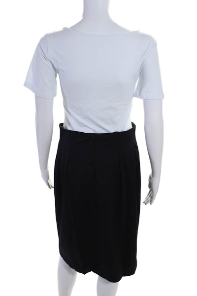 Escada Margaretha Ley Womens Front Slit Pencil Skirt Black Wool Size EUR 40