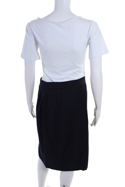 Escada Margaretha Ley Womens Knee Length Pencil Skirt Navy Blue Wool Size EUR 40