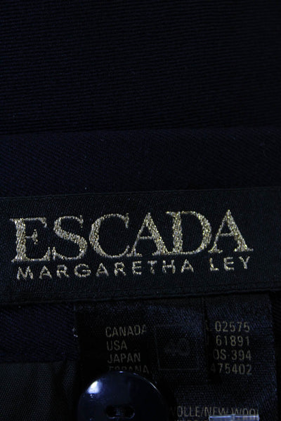 Escada Margaretha Ley Womens Knee Length Pencil Skirt Navy Blue Wool Size EUR 40