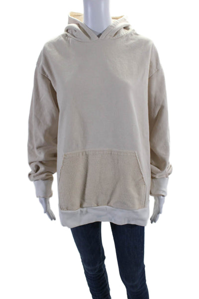 Thirteen Studios Womens Long Sleeves Pullover Hoodie Beige Cotton Size Medium