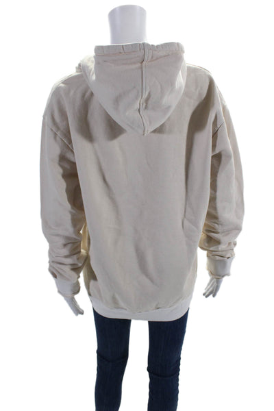 Thirteen Studios Womens Long Sleeves Pullover Hoodie Beige Cotton Size Medium