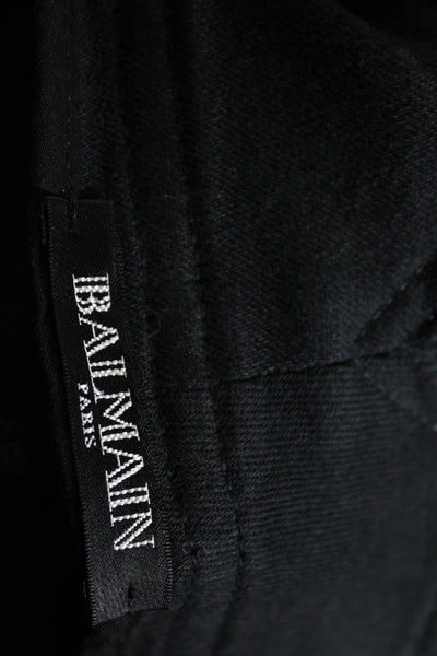 Balmain Womens Button Up High Rise Skinny Leg Jeans Black Cotton Size EUR 34