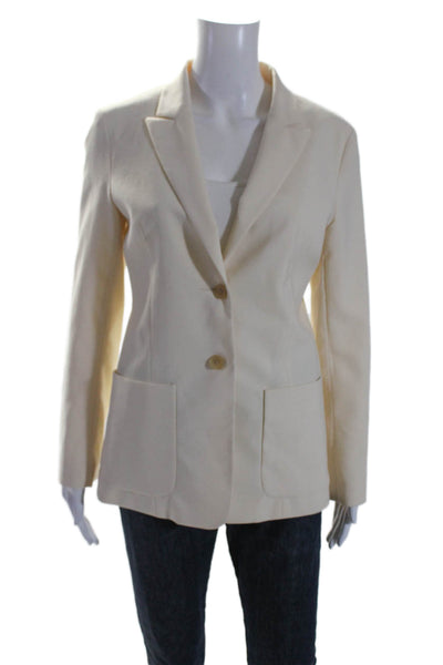 Chaiken Womens Notched Lapel Long Sleeve Two Button Blazer Beige Size 4