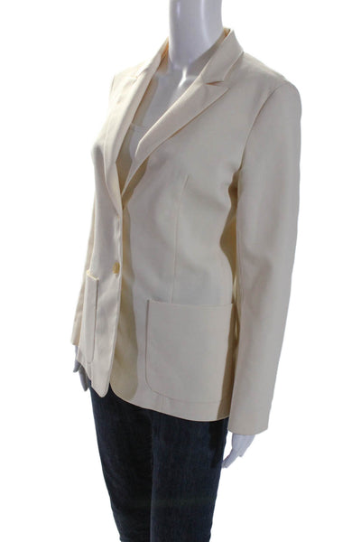 Chaiken Womens Notched Lapel Long Sleeve Two Button Blazer Beige Size 4