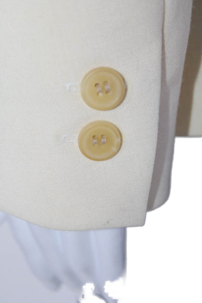 Chaiken Womens Notched Lapel Long Sleeve Two Button Blazer Beige Size 4