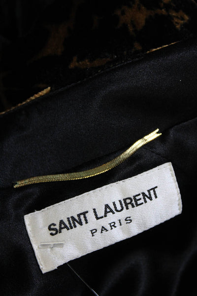 Saint Laurent Womens Brown Printed Long Sleeve One Shoulder Mini Dress Size S