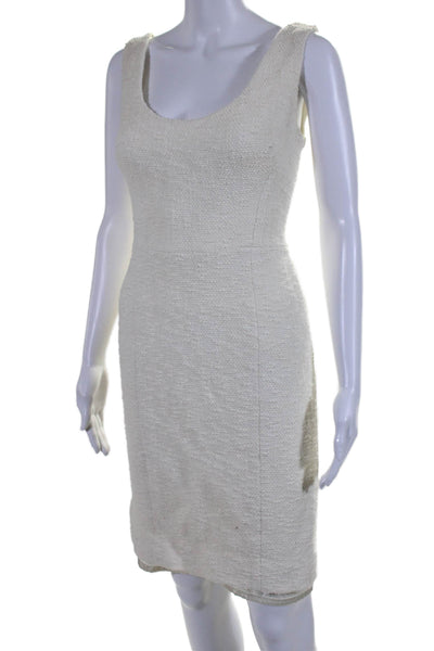 Alilly Womens Sleeveless Mid Calf Scoop Neck Dress White Size 2 US