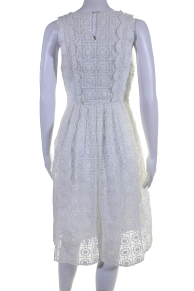 J.O.A. Womens Sleeveless Square Neck Embroidered Dress White Size Small