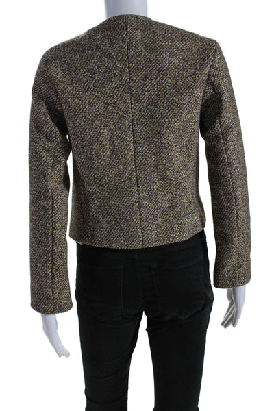 Chloe Womens Buckle Front Crew Neck Knit Light Jacket Brown Wool Size FR 34