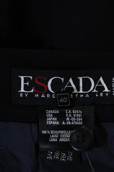 Escada Margaretha Ley Womens Back Slit Pencil Skirt Black Wool Sz EUR 40