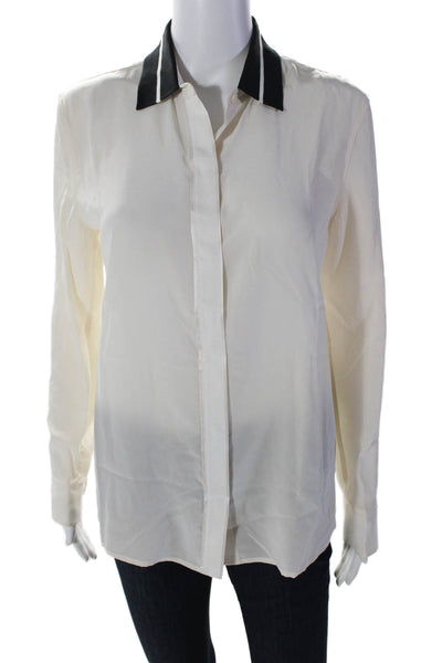 Rag & Bone Womens Striped Collared Covered Placket Buttoned Blouse Beige Size S