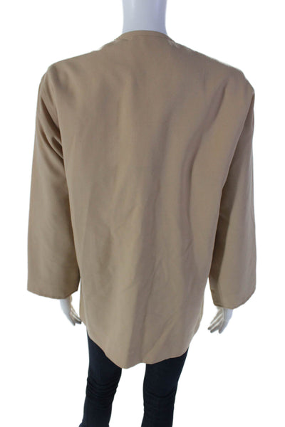 Givenchy 5 Womens Wool Round Neck Long Sleeve Open Front Jacket Beige Size 40