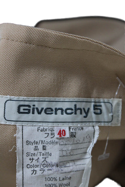 Givenchy 5 Womens Wool Round Neck Long Sleeve Open Front Jacket Beige Size 40