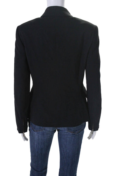 Escada Women's Collared Long  Sleeves Line Full Zip Jacket Black Size 36