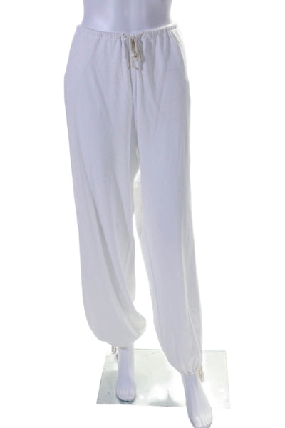 Skin Organic Womens Drawstring Waist High Rise Pants White Organic Cotton Size 3