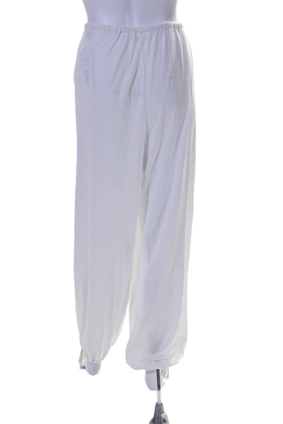 Skin Organic Womens Drawstring Waist High Rise Pants White Organic Cotton Size 3