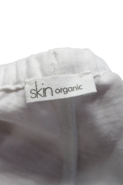 Skin Organic Womens Drawstring Waist High Rise Pants White Organic Cotton Size 3