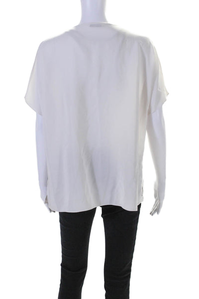 Farella Capri Womens Short Sleeves Pullover Blouse Ivory White Size Small