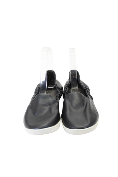 Carlos by Carlos Santana Womens Stretch Leather Round Toe Flats Black Size 9.5