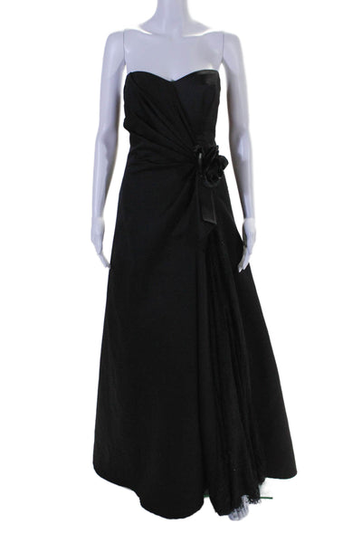 Pesavento Womens Beaded Lace Sleeveless Strapless Zip Up Gown Dress Black Size L