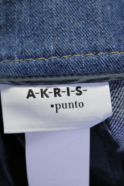 Akris Punto Womens Zipper Fly High Rise Pleated Denim Pants Blue Size 10