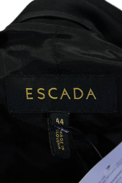 Escada Womens Single Button Pointed Lapel Blazer Jacket Black Cotton Size IT 44