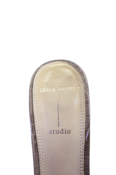 Black Suede Studio Women's Square Open Toe Textured Slip-On Sandals Tan Size 38