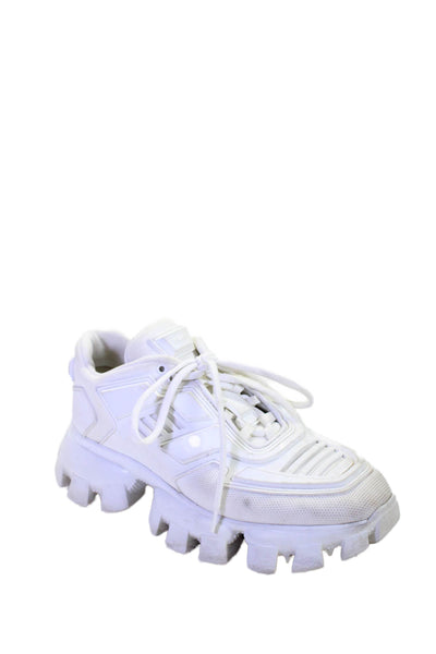 Prada Women's Round Toe Lace Up Lug Sole Chucky Sneakers White Size 38