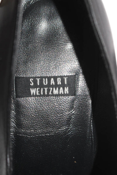 Stuart Weitzman Womens Slip On Front Buckle Point Toe High Heels Leather Black 6