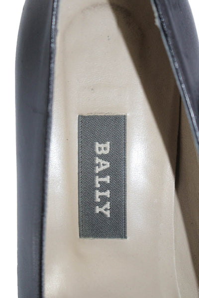 Bally Womens Point Toe Slip On Mid Spool Heels Leather Black Size 7 US