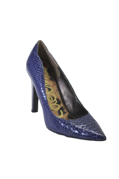 Sam Edelman Womens Slip On Point Toe Snakeskin Print High Heels Purple 6